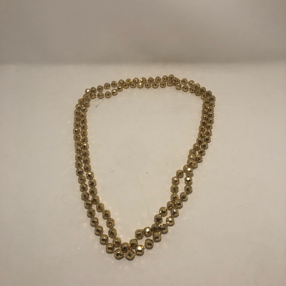 Gold Beaded Necklace with Disco Ball ahh beads